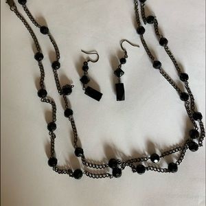 Park Lane black and gun metal necklace and earrings